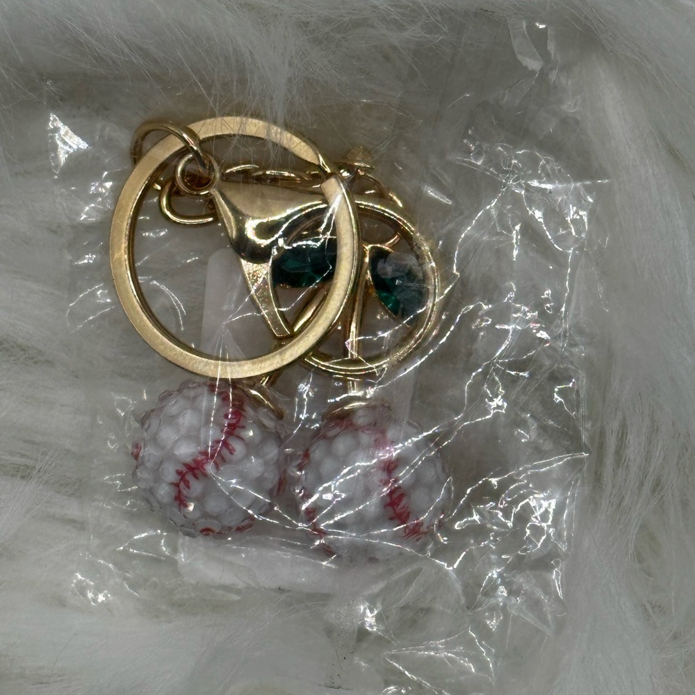 Gold Cherry Baseball Keychain - Picture 4 of 4